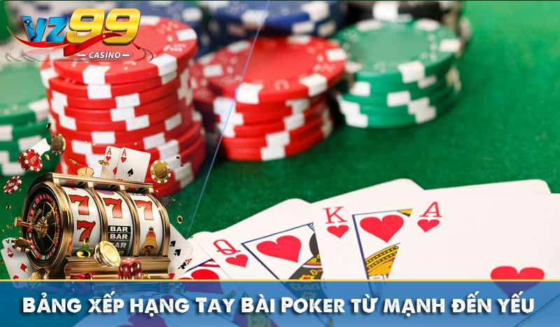 Bảng xếp hạng Tay Bài Poker từ mạnh đến yếu Bảng xếp hạng Tay Bài Poker từ mạnh đến yếu